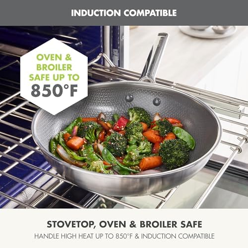 GreenPan Hybrid APEX 11" Tri-Ply Stainless Steel Wok, Ceramic Nonstick Pan