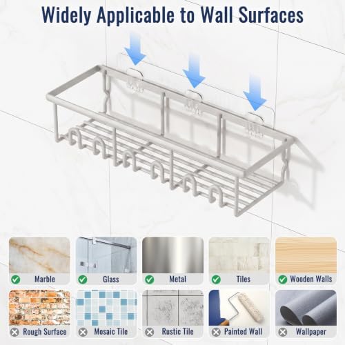 5 Pack Adhesive Bathroom Holders & Dispensers for Kids & Adults, Light Gray