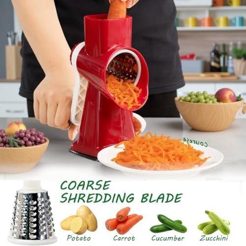 Cheese Grater with Handle,Multifunctional Rotary Cheese Grater