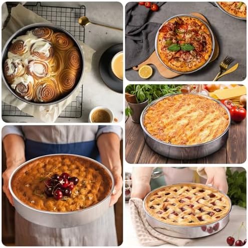 LIANYU 9 Inch Round Cake Pan Set of 3, Stainless Steel Layer Deep Cake Pan