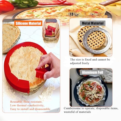 Adjustable Silicone Pie Crust Shield for 8-11.5" Pies (Pie Crust Protector)