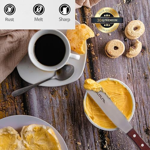 Straight Icing Spatula Stainless Steel Baking Set of 6", 8" & 10" Wooden Handle Cake Decorating Frosting Spatulas