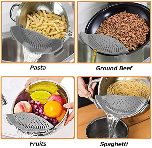 YEVIOR Clip on Strainer for All Pots Pan,Silicone Pasta Strainer