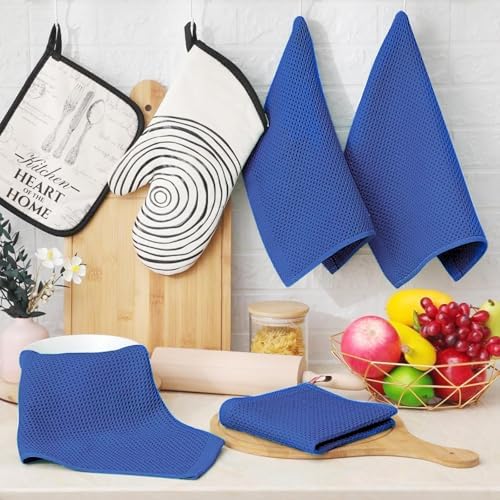 Homaxy 100% Cotton Waffle Weave Kitchen Dish Cloths 24-Pack, Blueberry