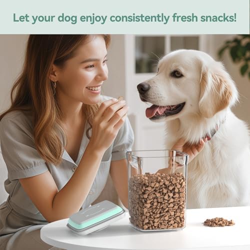 Dog-Cat POP Treat-Airtight jar-Container - 1.3 Qt/1.2 L and 2.2 Qt/2 L (2PC) | Stackable One-Touch Opening | For Snacks Candy Salt Herbs Spices | BPA-Free