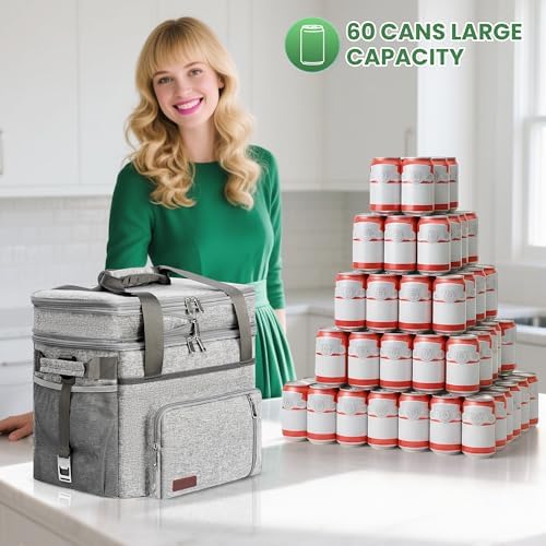 MIYCOO Cooler Bag with Expandable Double Deck, 60 Can Leakproof Cooler