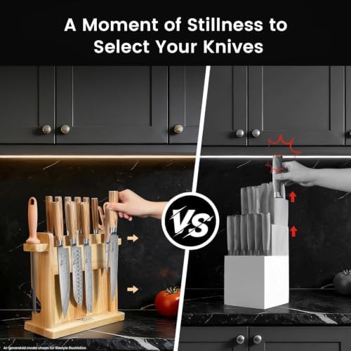 SYOKAMI 2026 Upgrade Japanese Kitchen Knife Set with Torii-Style Block