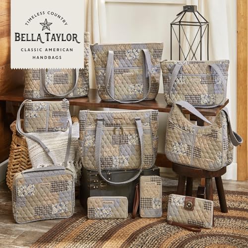Bella Taylor Lunch Tote, Quilted Lunch Bag, Khaki Patchwork