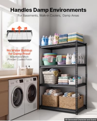 VEVOR Storage Shelves, 4-Tier 2400 lbs Garage Shelving 40 x 20 x 60 in