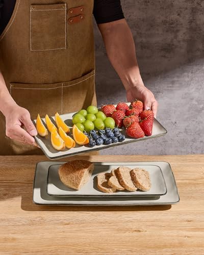Famiware Serving Platters Set of 3 Sizes - Rectangular, Light Khaki