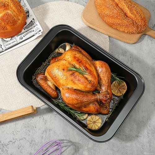Set of 4 Rectangular Cake Pan, 9 x 13 Inch Non-Stick Baking Pans for Oven, Deep Baking Pan Cookie Sheet Tray BPA Free Heavy Duty Carbon Steel Bakeware for Brownie Lasagna Casserole Bread