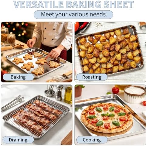 TeamFar Stainless Steel Baking Sheet with Rack Set, 20"x14"x1.2"