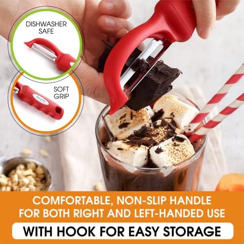 Spring Chef Swivel Vegetable Peeler for Kitchen with Soft Grip Handle, Red