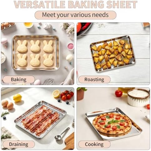 TeamFar Stainless Steel Baking Sheet with Rack Set, 12.5"x 9.5"x1"