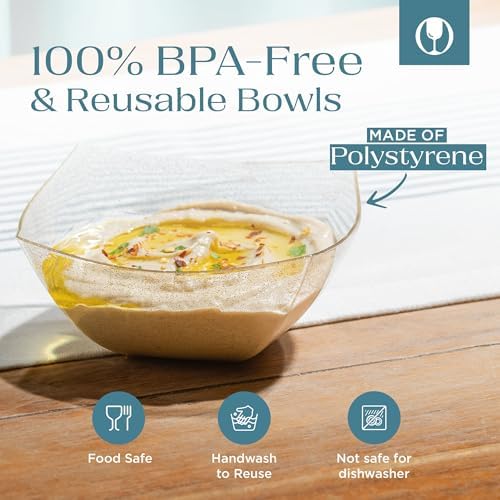 4 Pack Disposable Gold Plastic Serving Bowls Square Party Candy Use 8oz