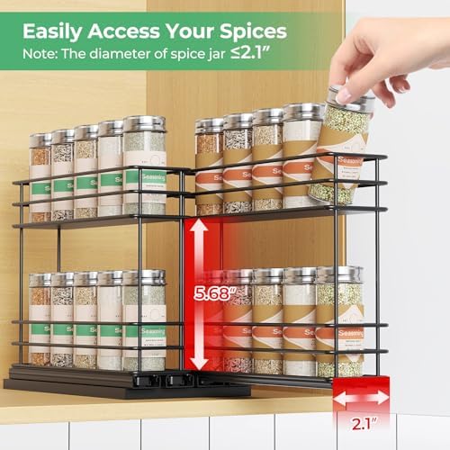 Mystozer Pull Out Spice Rack Organizer for Cabinet, Slide Out Spice Racks