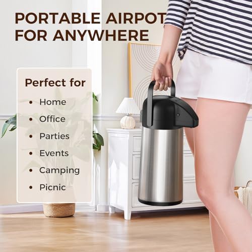 Coffee Carafe for Keeping Hot, 64OZ Airpot Coffee Dispenser with Pump