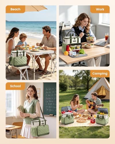 LOVEVOOK Insulated Lunch Bag for Women Men, Large Double Deck Lunch Box