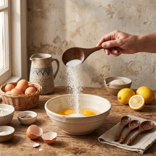 Nogeqi 4PCS Wooden Measuring Spoons Set, Natural Acacia Wooden Table Spoons Measuring Spoon Tablespoon Scoop Teaspoon Scoop for Measure Dry Ingredients, Includes 1/4, 1/2, 1 Tsp and 1 Tbsp