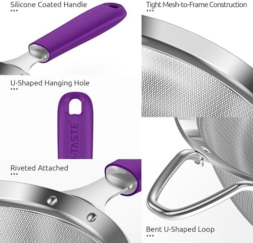 U-Taste Fine Mesh Strainer, 18/8 Stainless Steel Sieve 30 Mesh, S/Purple