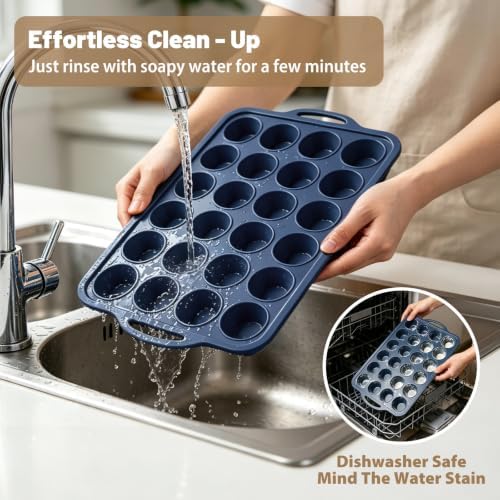2 Pack Mini Silicone Muffin Pan with Frame, Non Stick Cupcake Baking