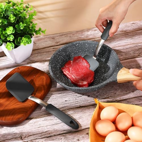 2 Pcs Mini Silicone Cookie Brownie Spatula,Solid Flat,Grey