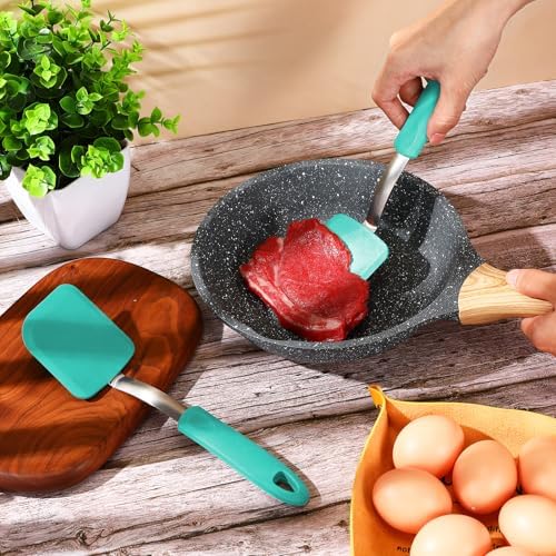 2 Pcs Mini Silicone Cookie Brownie Spatula,Solid Flat,Green