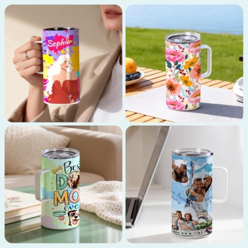 PYD Life 4 Pack Sublimation Tumblers Mugs with Printable Handle 20 OZ