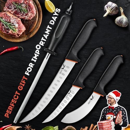 Golden Bird Butcher Knife Set for Meat Cutting, Gifts for Men Women