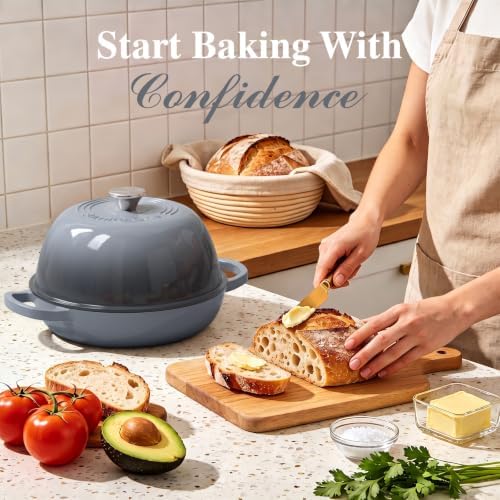 Umite Chef 6QT Enameled Cast Iron Dutch Oven for Bread Baking
