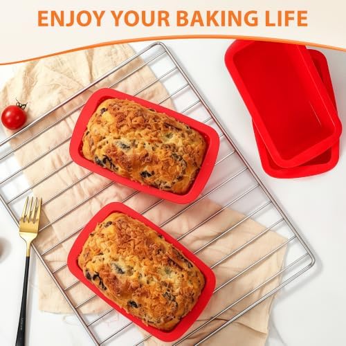 CAKETIME Mini Loaf Pans - 5.7x3.3 Silicone Bread Loaf Pans for Baking