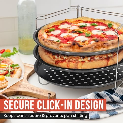 Chef Pomodoro Pizza Rack and Pan Baking Set, 13 Inch Foldable Cooling Stand