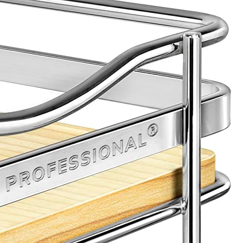 LYNK PROFESSIONAL® Élite™ Pull Out Spice Organization for Cabinets - 10-3/8 inch Wide – Spice Rack for Inside Cabinets – Wood/Chrome - Sliding Spice Rack Organizer for cabinet – Spice Rack - 2 Tier
