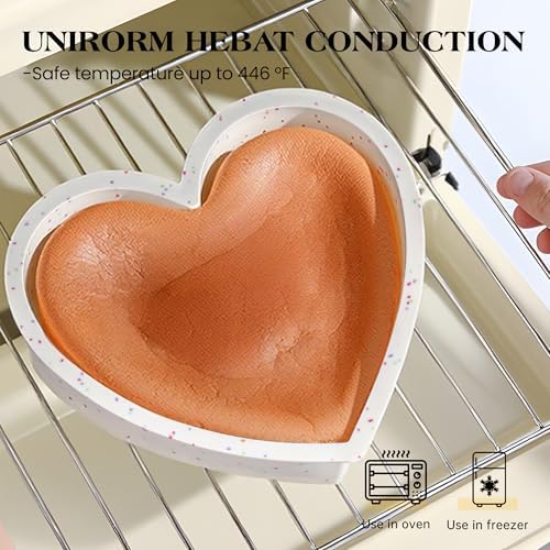 4 Inch Mini Heart Shaped Silicone Cake Pans, Cream, Set of 3