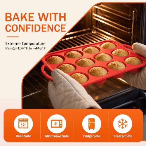 Silicone Muffin Pans for Baking, 12-Cup Nonstick Cupcake Pan