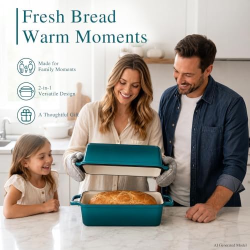 11x5 Inch Cast Iron Loaf Pan with Lid, Sourdough Bread Baking