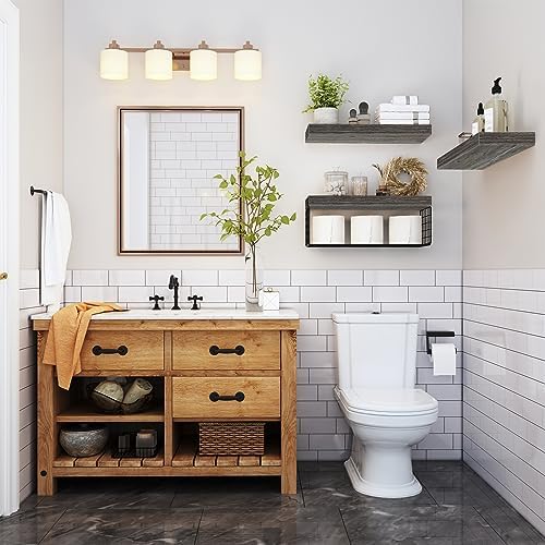 QEEIG Bathroom Shelves Over Toilet Wall Mounted (Grey, Set of 3, 15.7")