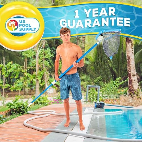 U.S. Pool Supply Pool Skimmer Net - Heavy Duty 18" Pool Net Skimmer Rake