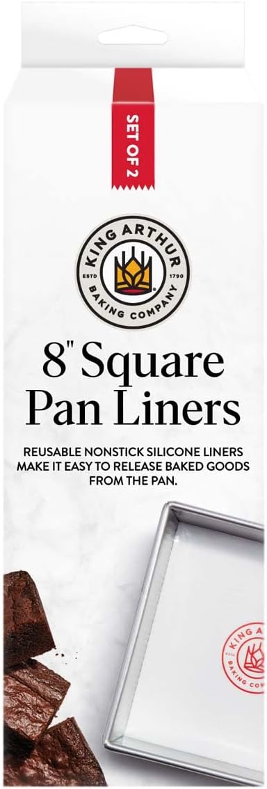 King Arthur Baking Company Square Cake Pan Liners, Oven Safe Reusable Nonstick European-Grade Silicone, 8-Inch, Set Of 2, For Easy Nonstick Cake Release