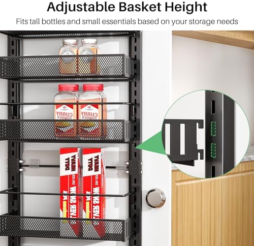 SNTD 8 Tiers Narrow Over the Door Organizer, 12.3"W x 4.7"D x 69"H, Black