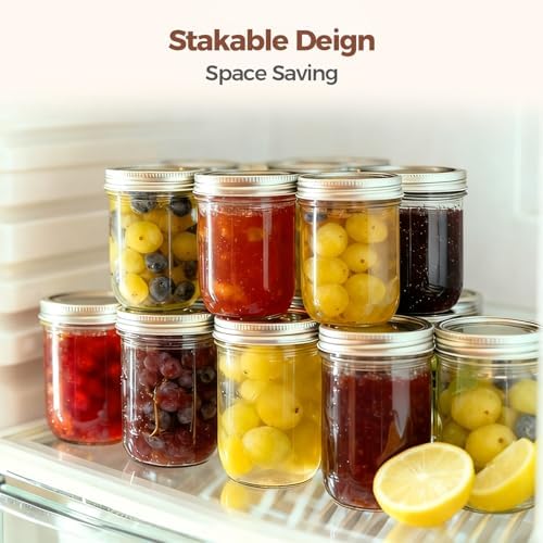 ComSaf 8 oz Mason Jars, 6 Pack Small Regular Mouth Glass Jars with Lids