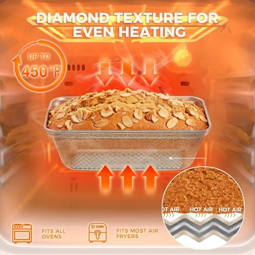 HONGBAKE 3 Pack Nonstick Mini Loaf Pans, 6 x 3.3 x 2 Inch Small Bread Pans for Homemade Bread, Tiny Banana Baking Tins with Diamond Texture, Non-toxic Mini Meatloaf Pans Set, Champagne Gold