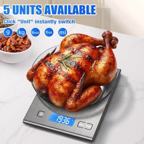 Diyife 33lb Rechargeable Stainless Steel Kitchen Food Scale, 9 * 6.3 inch