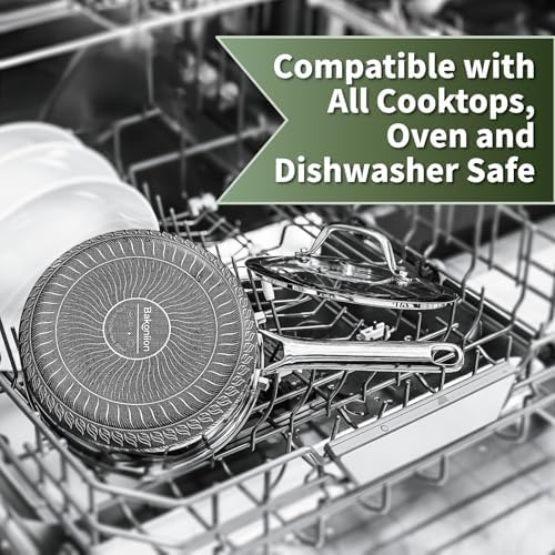 Hybrid Nonstick 4 QT Saucepan with Lid, Stainless Steel Stockpot with Honeycomb Texture,Compatible with All Cooktops,Dishwasher and Oven Safe