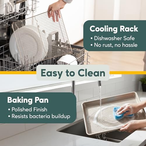 Ultra Cuisine Aluminum Baking Sheet with Cooling Rack Set, 13'' x 18''