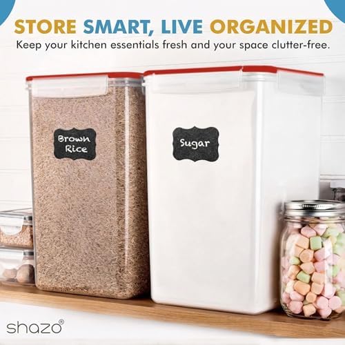 Shazo 2 PC (9.5L | 321 Oz) Extra Large Bulk Food Storage Containers with Airtight Lids for Flour, Sugar, Rice, Cereal & Pasta - Leakproof, BPA-Free Plastic Canisters for Kitchen & Pantry Organization
