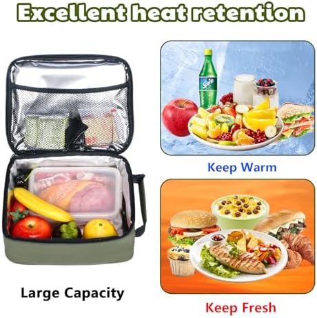 Hap Tim Insulated Lunch Bag Women, Reusable Lunch Box for Women & Men, Adluts Lunchbox for Work, Portable Lunchbag, Army Green(18654-AY)