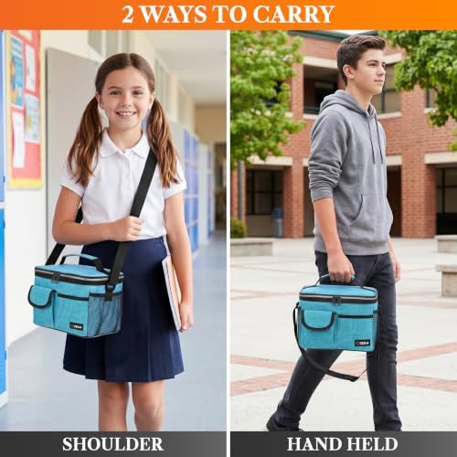opux Insulated Lunch Box Adult, 14 Can Leakproof Cooler Bag Kid, Sea Blue