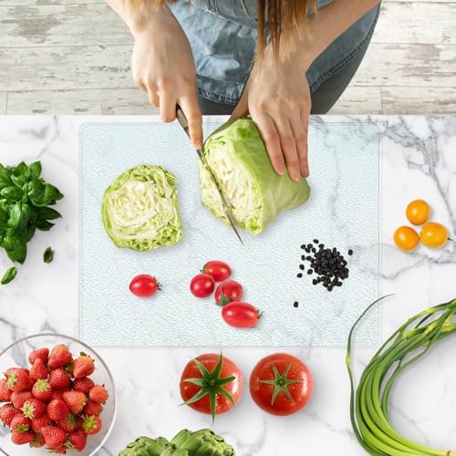 Tempered Glass Cutting Board, 12x16" Glass Cutting Board for Kitchen Counter,Large Size Frosted Glass,with Non-Slip Feet, Scratch Resistant,Heat Resistant
