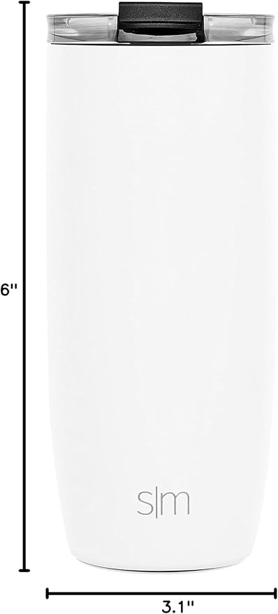Simple Modern Voyager Tumbler with Flip Lid | Travel Coffee Mug | Insulated Stainless Steel Cold Brew Iced or Hot Coffee Cup | Gifts for Women Men Her Him | 20oz, Winter White